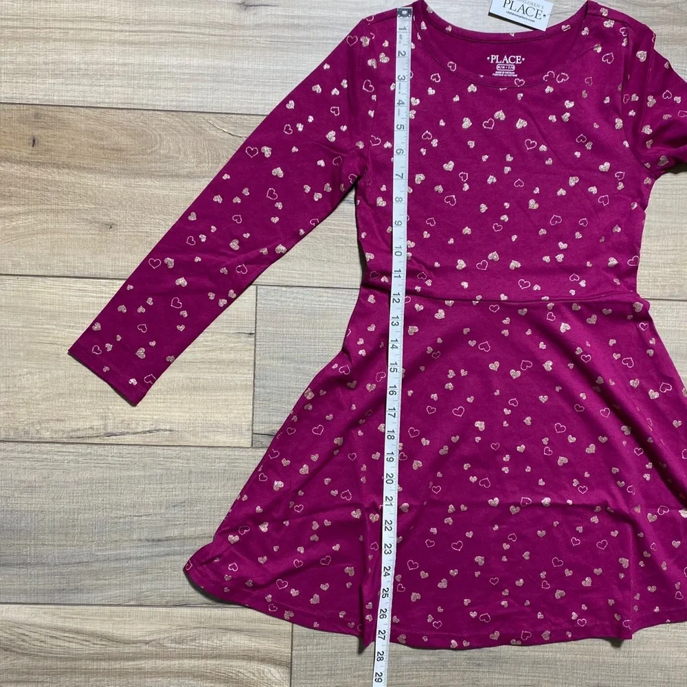 The Children's Place Girls Long Sleeve‎ Heart Skater Everyday Dress Medium 7/8 - Picture 4 of 10